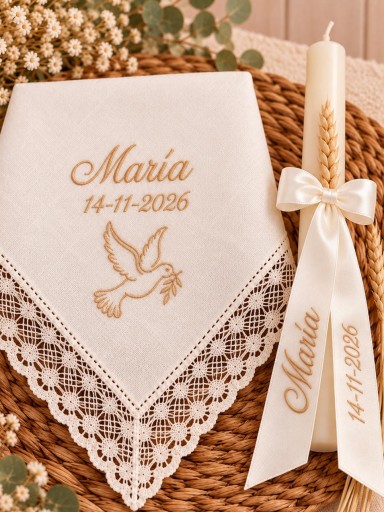 Pañuelo y Vela Bautizo Paloma 818 [1]