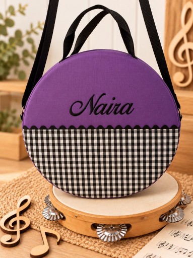 Funda Pandereta y vichy blanco y negro