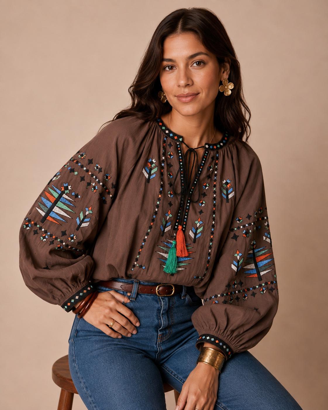 Blusa Okkio Marrón