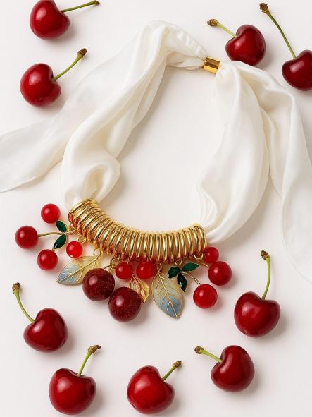 Collar Lazo Cerezas Blanco [0]