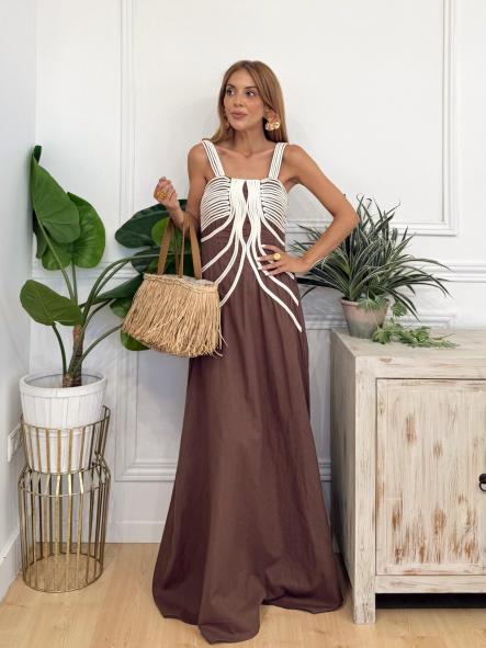 Vestido Pasamaneria Chocolate