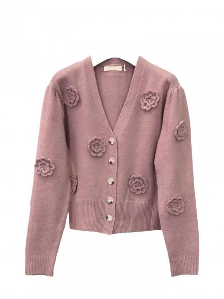 Cardigan Flower Rosa