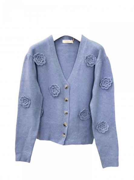 Cardigan Flower Azul