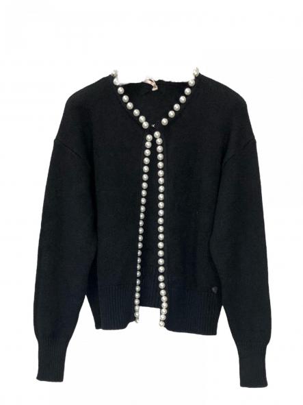 Cardigan Pearls Negro