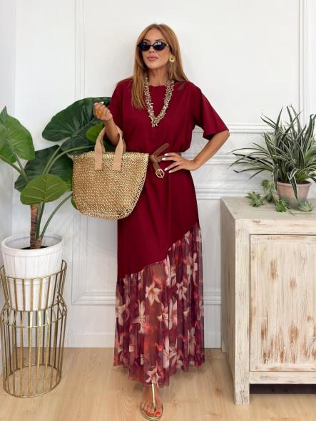 Vestido Flower Ovw Burdeos