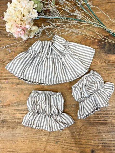 Conjunto Cuello y Puños Rayas Gris