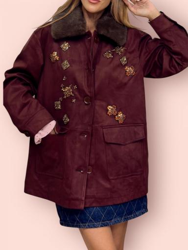 Chaquetón Pedrería Amma Burdeos