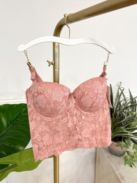 Sujetador Encaje Push Up Rosa