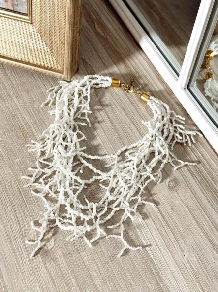 Collar Coral Largo Blanco  [0]