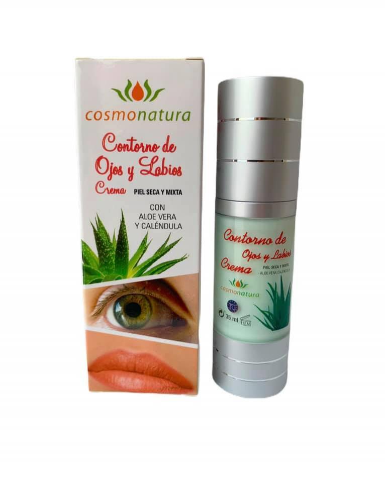 Contorno de ojos y labios en crema para pieles secas y mixta con aloe vera y caléndula (35ml) 