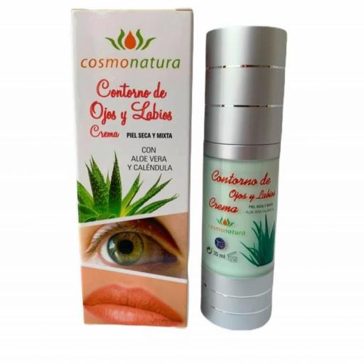 Contorno de ojos y labios en crema para pieles secas y mixta con aloe vera y caléndula (35ml) 