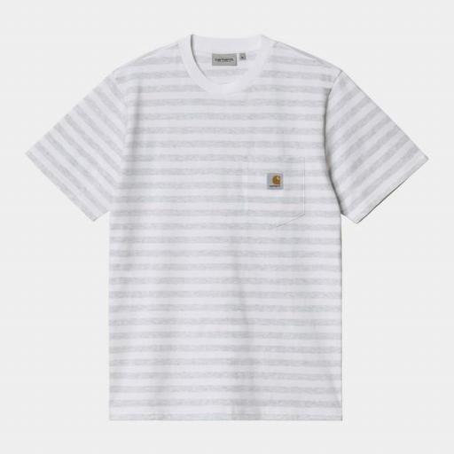 CARHARTT Camiseta S/S Scotty Pocket T-Shirt Stripe Ash Heather White [0]