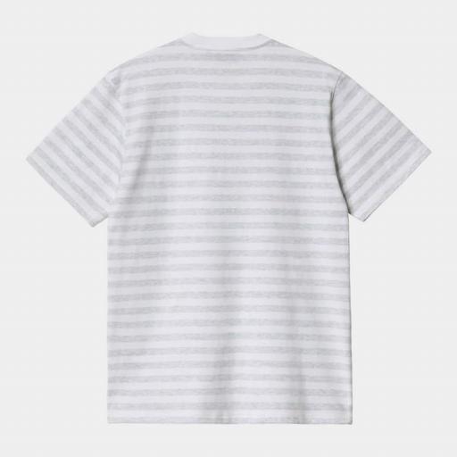 CARHARTT Camiseta S/S Scotty Pocket T-Shirt Stripe Ash Heather White [1]