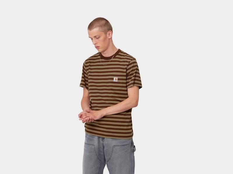 CARHARTT Camiseta S/S Scotty Pocket T-Shirt Stripe Offroad Tanami