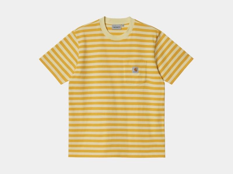 CARHARTT Camiseta S/S Scotty Pocket T-Shirt Stripe Popsicle Soft Yellow