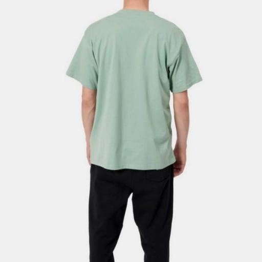 CARHARTT WIP Camiseta S/S Script Embroidery T-S Frosted Green Black [1]