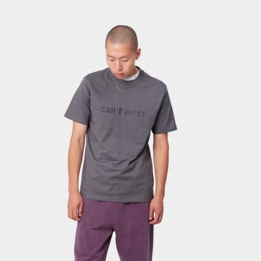 CARHARTT Camiseta S/S Script T-Shirt Earthy Shiver Blacksmith [1]