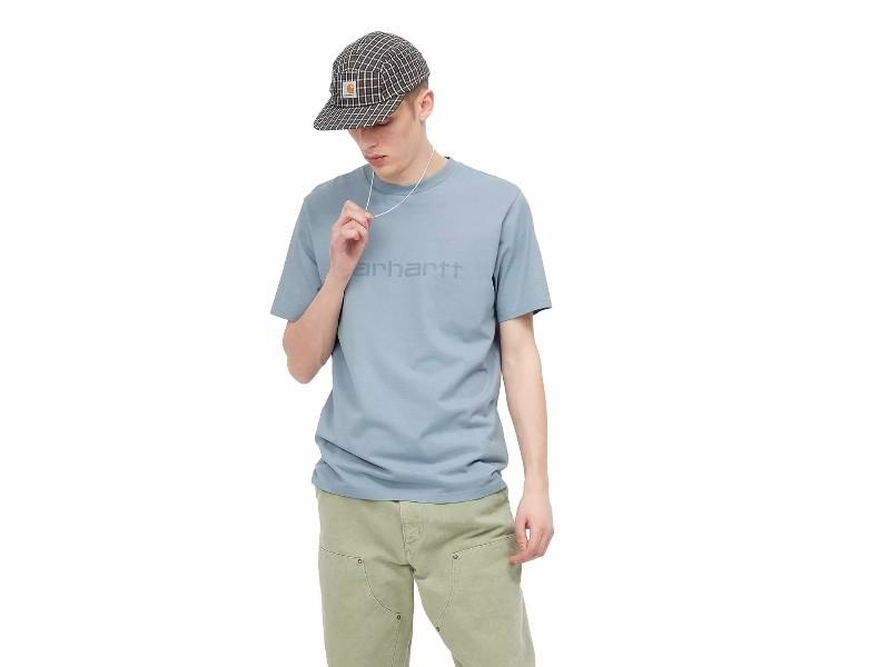 CARHARTT Camiseta S/S Script T-Shirt Frosted Blue Icy Water