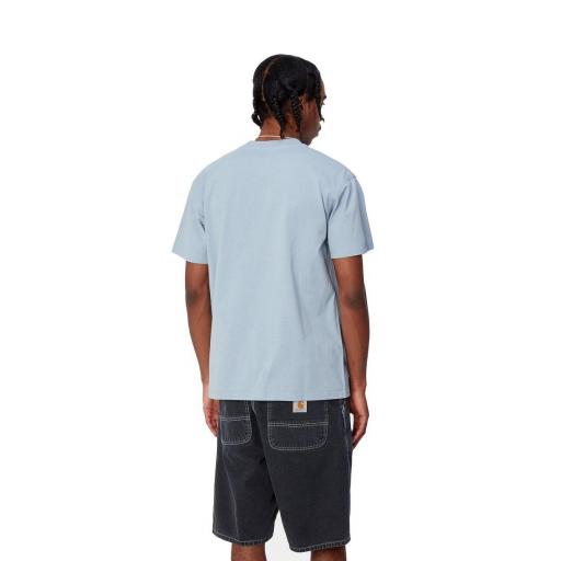 CARHARTT WIP Camiseta Hombre S/S American Script Frosted Blue Azul [1]