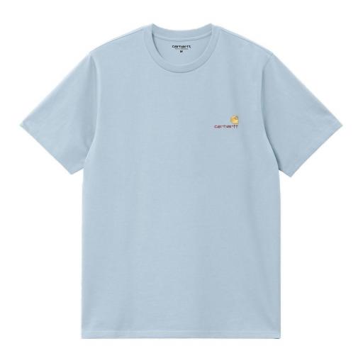 CARHARTT WIP Camiseta Hombre S/S American Script Frosted Blue Azul [3]