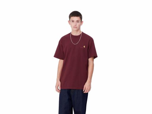 CARHARTT WIP Camiseta Hombre S/S American Script Malbec Granate