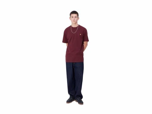 CARHARTT WIP Camiseta Hombre S/S American Script Malbec Granate [2]