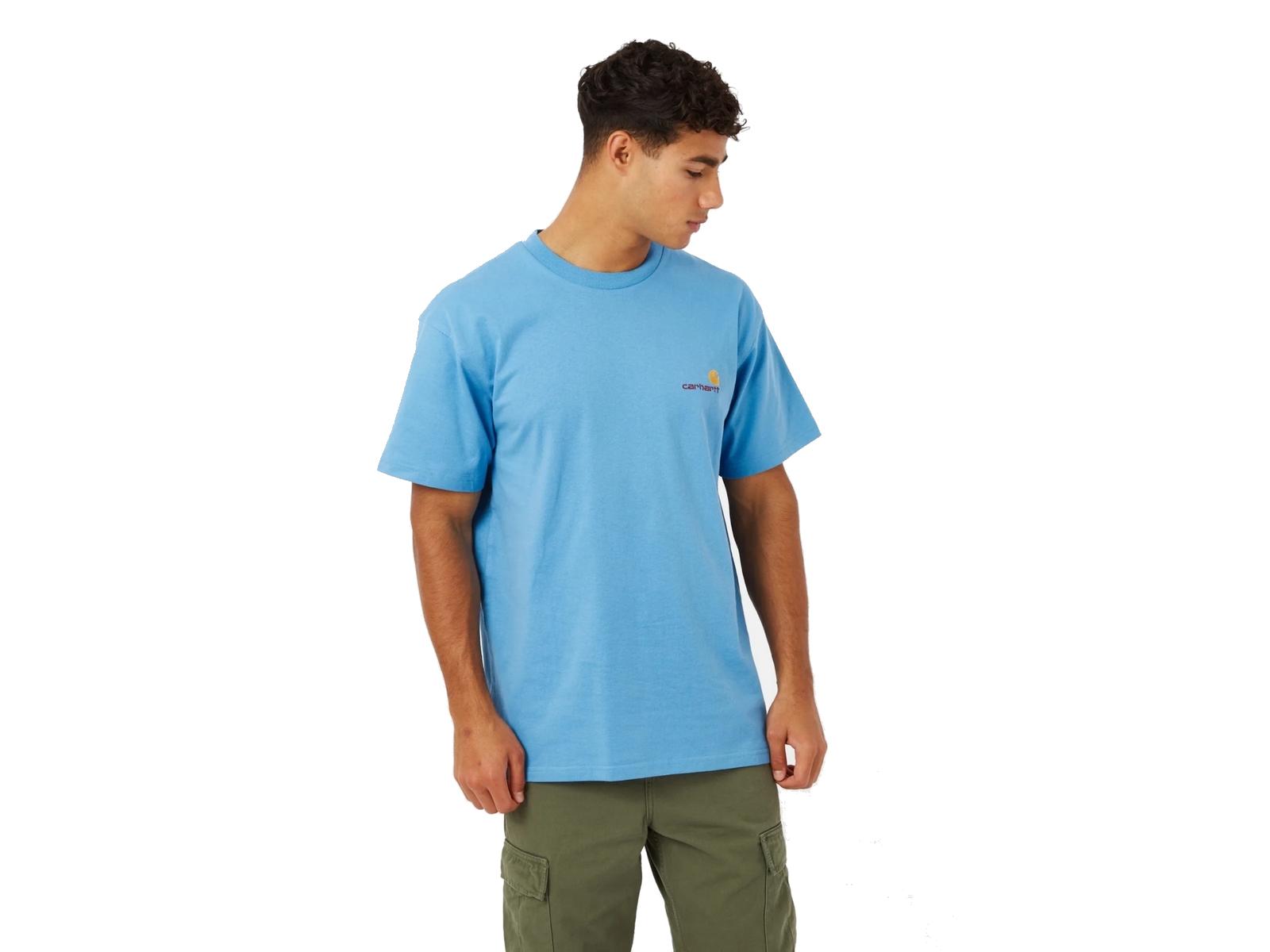 CARHARTT WIP Camiseta Hombre S/S American Script Piscine Azul