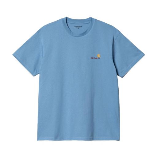 CARHARTT WIP Camiseta Hombre S/S American Script Piscine Azul [3]