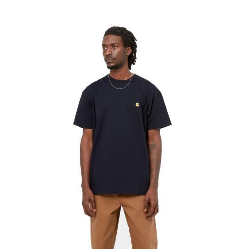 CARHARTT WIP Camiseta S/S Chase Dark Navy Gold