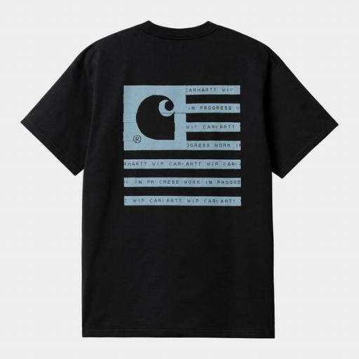 CARHARTT WIP Camiseta S/S Label State Flag T-Shirt Black Misty Sky [3]