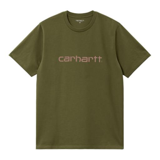 CARHARTT WIP Camiseta S/S Script T-Shirt Dundee Glassy Pink Verde