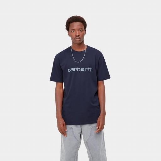 CARHARTT WIP Camiseta S/S Script T-Shirt Enzian Misty Sky [0]