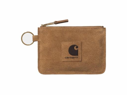 CARHARTT WIP Monedero de piel Suede Zip Wallet Hamilton Brown Marrón