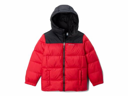 COLUMBIA Abrigo Plumífero Niño M Puffect II Hooded Jacket Mountain Red Black Rojo