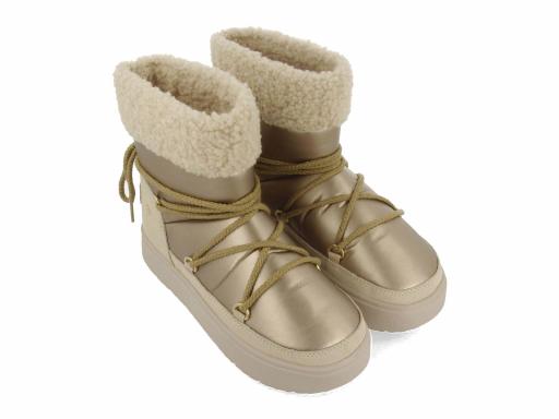 GIOSEPPO Botas Mujer Metalizadas Estilo Après Ski Borreguito Wolcoot Arena Beige [2]