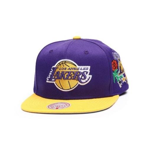 MITCHELL AND NESS Gorra NBA Los Ángeles Lakers Patch Overload Snapback Purple Yellow