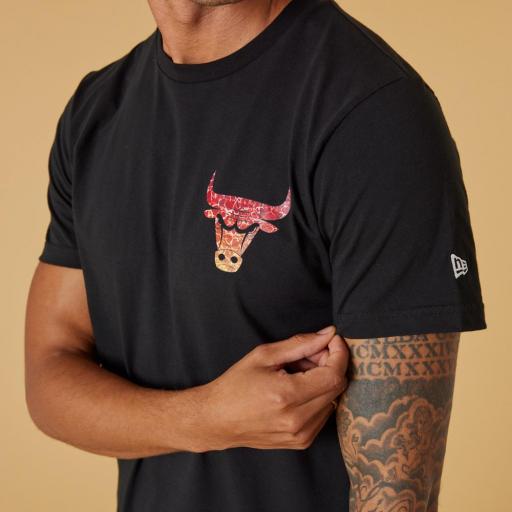 NEW ERA Camiseta NBA Chicago Bulls Team Colour T-Shirt Water Print Black [2]