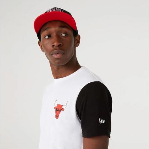 NEW ERA Camiseta NBA Color Block Sleeve Tee Chicago Bulls White [0]