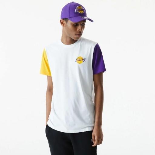 NEW ERA Camiseta NBA Color Block Sleeve Tee Los Ángeles Lakers White [0]