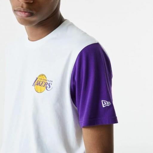 NEW ERA Camiseta NBA Color Block Sleeve Tee Los Ángeles Lakers White [1]