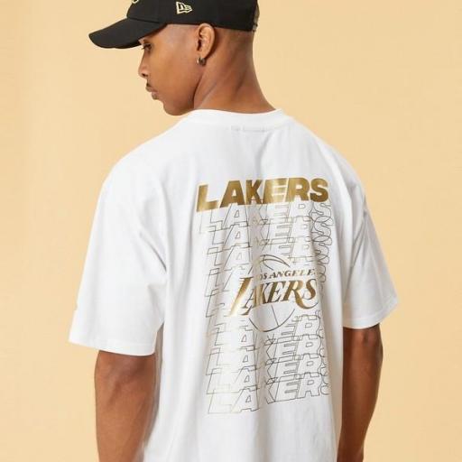 NEW ERA Camiseta NBA LA Lakers Metallic Logo T-Shirt White [3]
