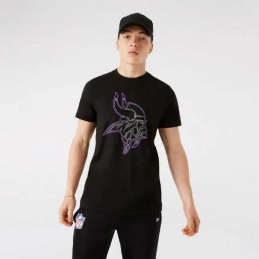 NEW ERA Camiseta NFL Outline Logo Tee Minnesota Vikings Black Purple