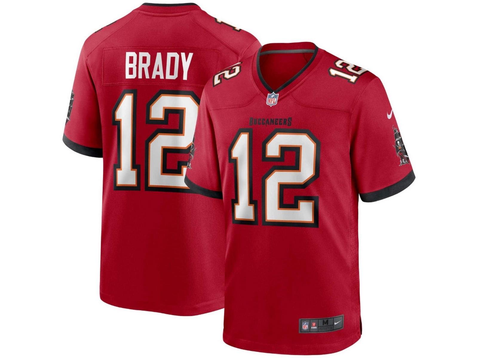 NIKE Camiseta NFL Tampa Bay Buccaneers Tom Brady Short Sleeve V Neck T-Shirt Red