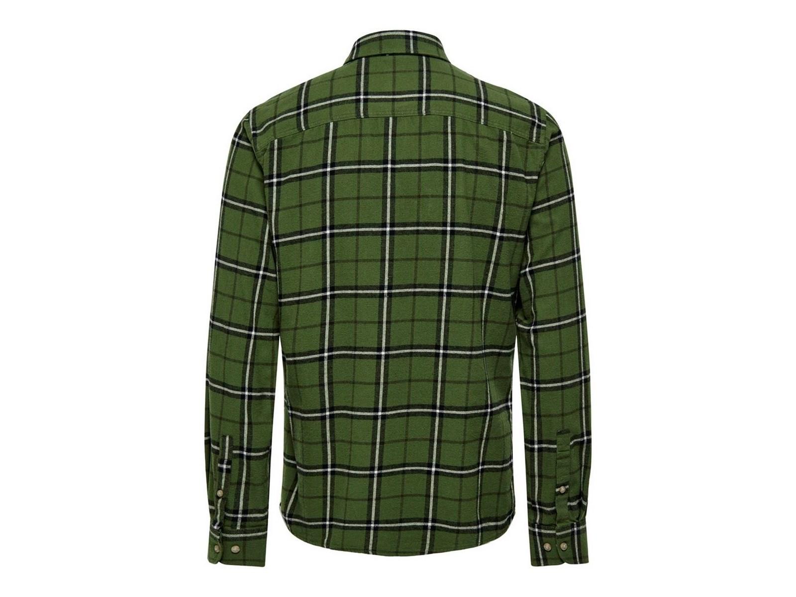ONLY AND SONS Camisa cuadros de franela Hombre Onsral LS Slim Check Shirt Rifle Green