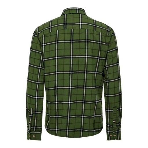 ONLY AND SONS Camisa cuadros de franela Hombre Onsral LS Slim Check Shirt Rifle Green [0]