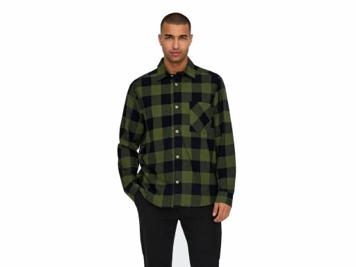 ONLY AND SONS Camisa de franela Hombre Onsmason BTS Overshirt Olive Night Verde