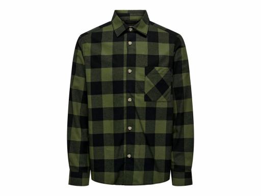 ONLY AND SONS Camisa de franela Hombre Onsmason BTS Overshirt Olive Night Verde [1]