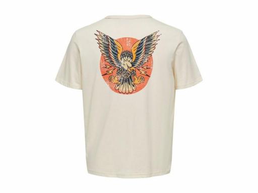 ONLY AND SONS Camiseta Hombre Onsmichi Life Reg SS Tee Antique White Blanco