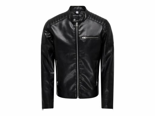 ONLY AND SONS Cazadora Hombre Onsgus Faux Lather Racer OTW Black Negro