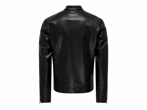 ONLY AND SONS Cazadora Hombre Onsgus Faux Lather Racer OTW Black Negro [1]